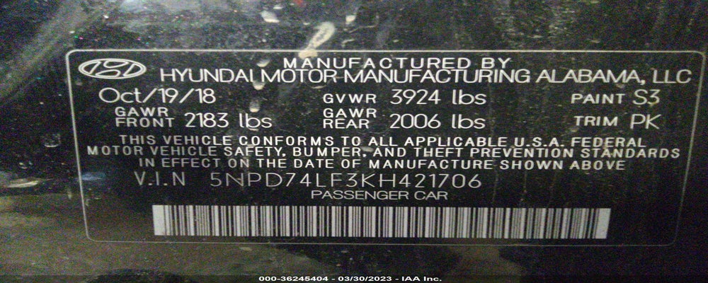 5NPD74LF3KH421706 2019 HYUNDAI ELANTRA photo no. 9