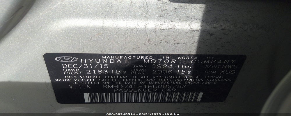 KMHD74LF1HU083782 2017 HYUNDAI ELANTRA photo no. 9