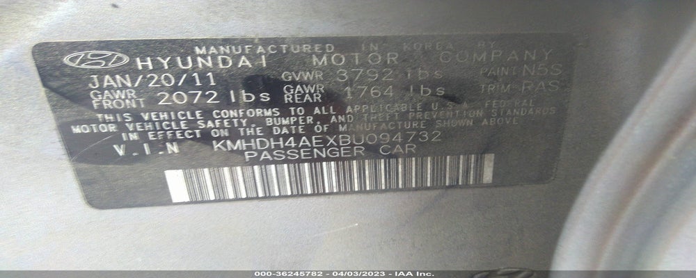 KMHDH4AEXBU094732 2011 HYUNDAI ELANTRA photo no. 9