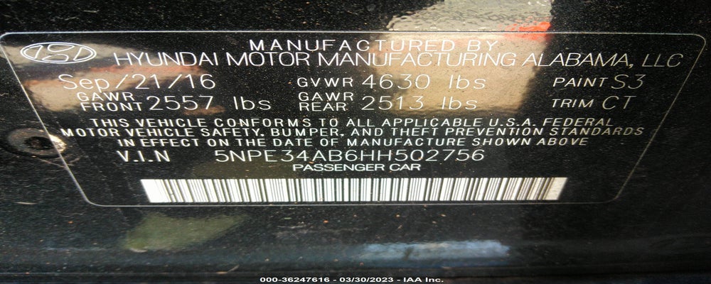 5NPE34AB6HH502756 2017 HYUNDAI SONATA photo no. 9
