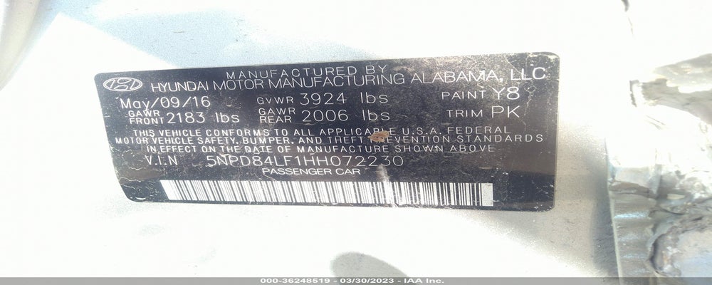 5NPD84LF1HH072230 2017 HYUNDAI ELANTRA photo no. 9