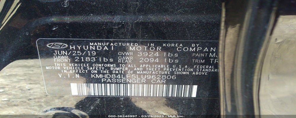 KMHD84LF5LU962806 2020 HYUNDAI ELANTRA photo no. 9