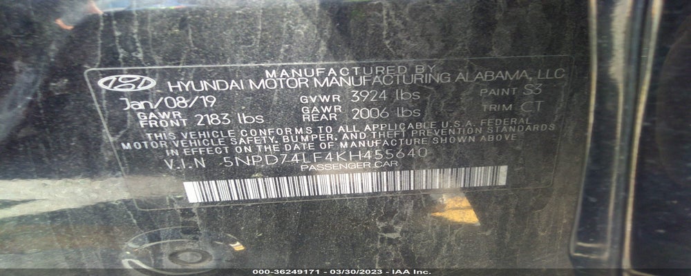 5NPD74LF4KH455640 2019 HYUNDAI ELANTRA photo no. 9