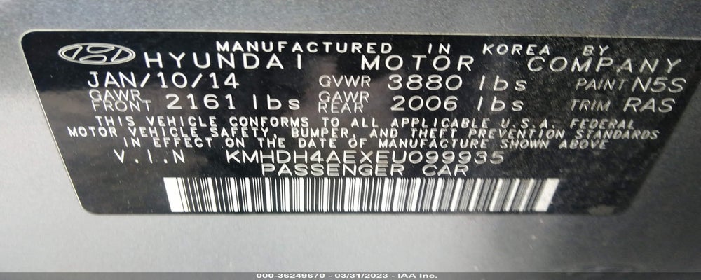 KMHDH4AEXEU099935 2014 HYUNDAI ELANTRA photo no. 9
