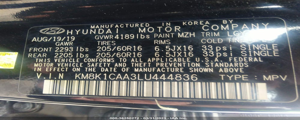KM8K1CAA3LU444836 2020 HYUNDAI KONA photo no. 9