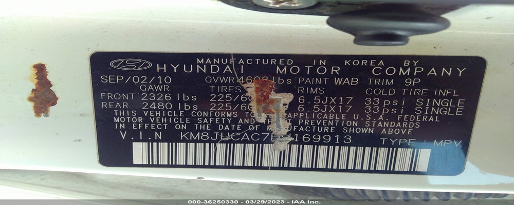 KM8JUCAC7BU169913 2011 HYUNDAI TUCSON photo no. 9