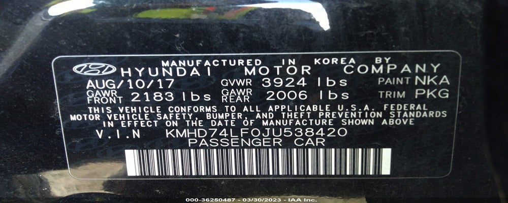 KMHD74LF0JU538420 2018 HYUNDAI ELANTRA photo no. 9