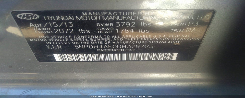 5NPDH4AE0DH329723 2013 HYUNDAI ELANTRA photo no. 9