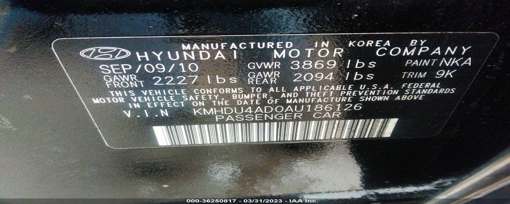 KMHDU4AD0AU186126 2010 HYUNDAI ELANTRA photo no. 9
