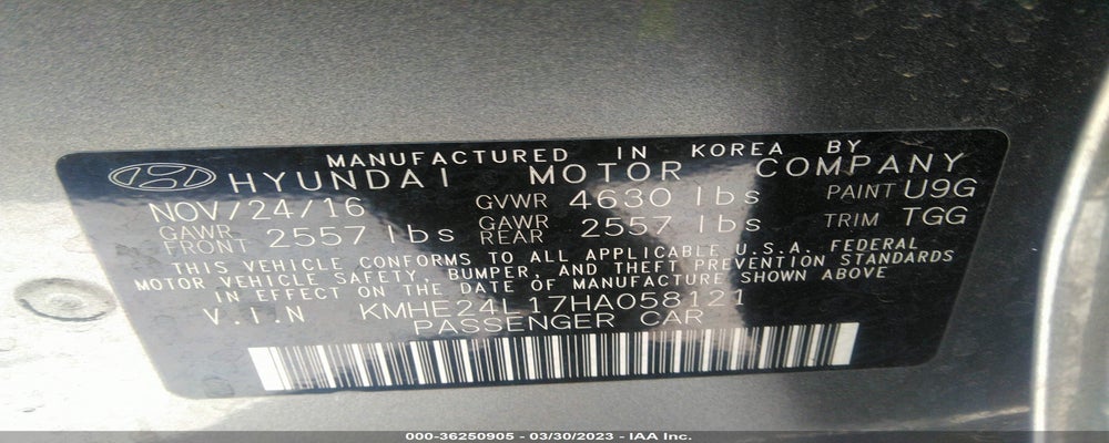 KMHE24L17HA058121 2017 HYUNDAI SONATA HYBRID photo no. 9
