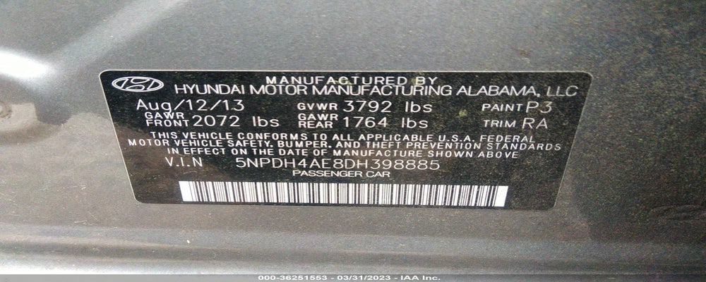 5NPDH4AE8DH398885 2013 HYUNDAI ELANTRA photo no. 9