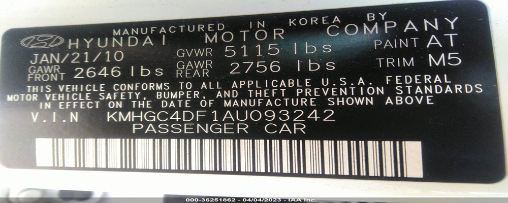 KMHGC4DF1AU093242 2010 HYUNDAI GENESIS photo no. 9