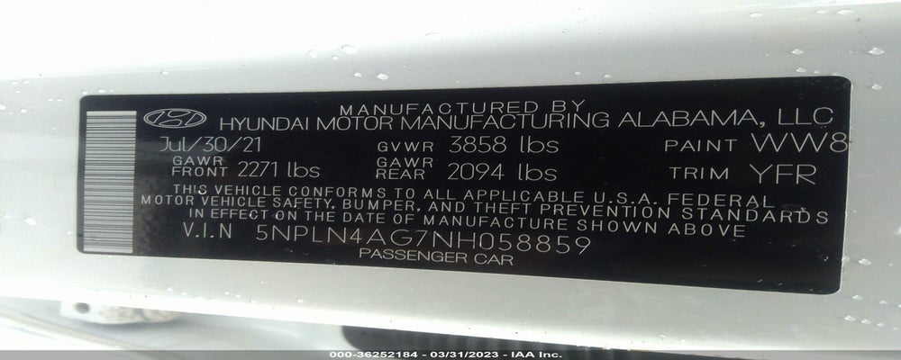 5NPLN4AG7NH058859 2022 HYUNDAI ELANTRA photo no. 9