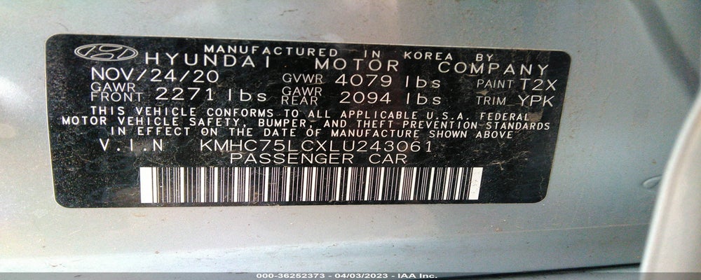 KMHC75LCXLU243061 2020 HYUNDAI IONIQ HYBRID photo no. 9