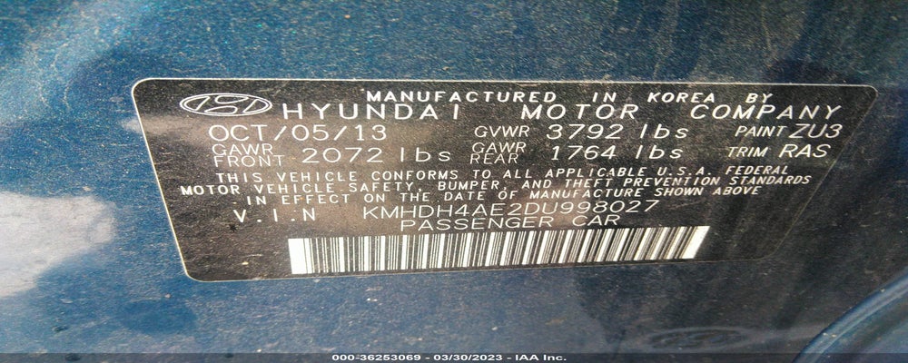 KMHDH4AE2DU998027 2013 HYUNDAI ELANTRA photo no. 9