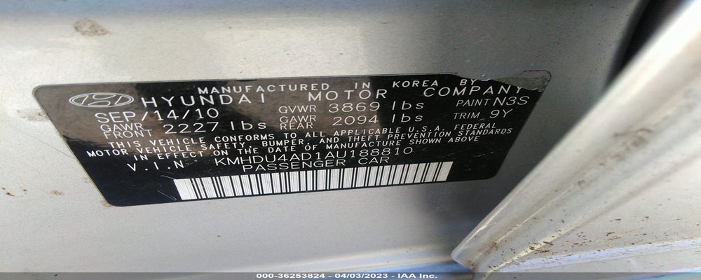 KMHDU4AD1AU188810 2010 HYUNDAI ELANTRA photo no. 9