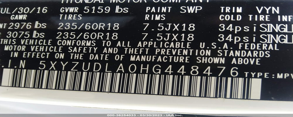 5XYZUDLA0HG448476 2017 HYUNDAI SANTA FE SPORT photo no. 9