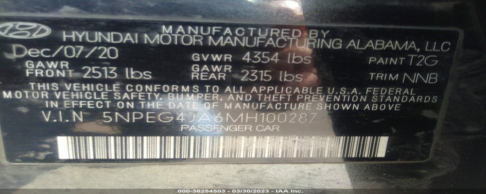 5NPEG4JA6MH100287 2021 HYUNDAI SONATA photo no. 9