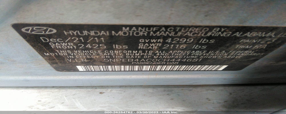 5NPEB4AC0CH444681 2012 HYUNDAI SONATA photo no. 9