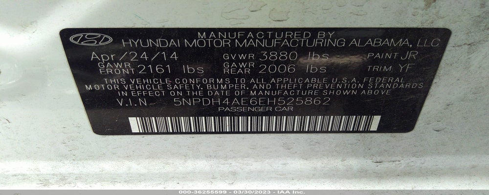 5NPDH4AE6EH525862 2014 HYUNDAI ELANTRA photo no. 9
