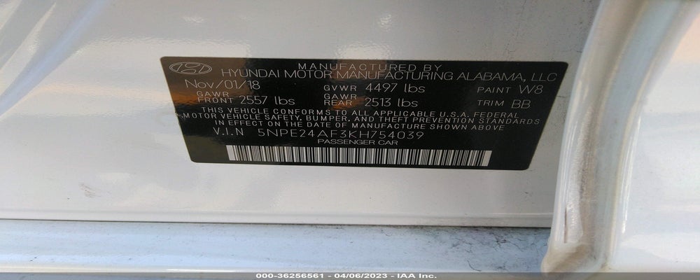 5NPE24AF3KH754039 2019 HYUNDAI SONATA photo no. 9