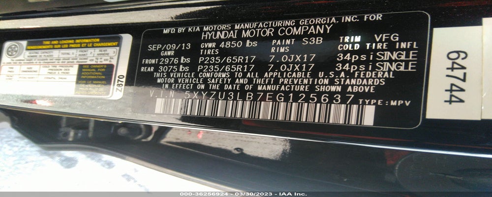 5XYZU3LB7EG125637 2014 HYUNDAI SANTA FE SPORT photo no. 9