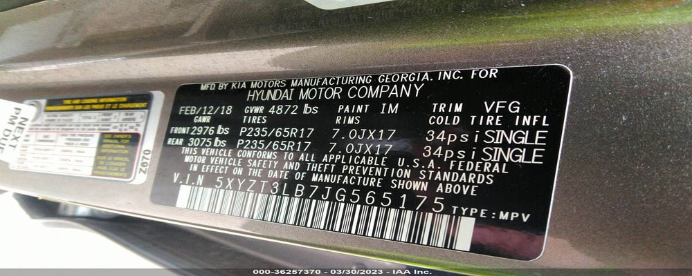 5XYZT3LB7JG565175 2018 HYUNDAI SANTA FE SPORT photo no. 9