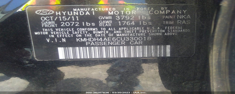 KMHDH4AE6CU330018 2012 HYUNDAI ELANTRA photo no. 9