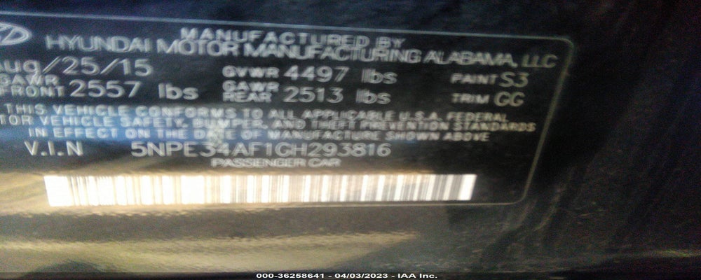 5NPE34AF1GH293816 2016 HYUNDAI SONATA photo no. 9