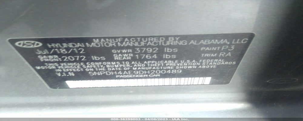 5NPDH4AE9DH200489 2013 HYUNDAI ELANTRA photo no. 9