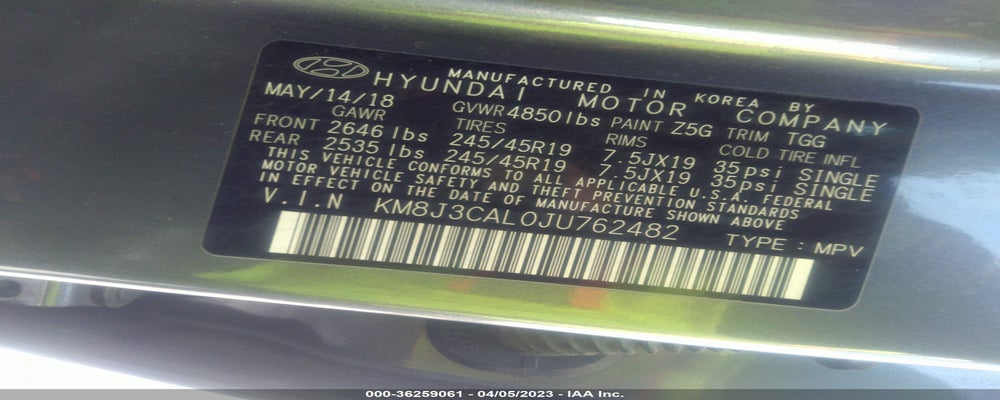 KM8J3CAL0JU762482 2018 HYUNDAI TUCSON photo no. 9