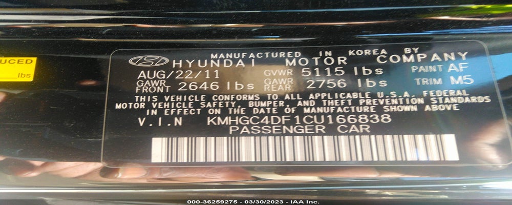 KMHGC4DF1CU166838 2012 HYUNDAI GENESIS photo no. 9