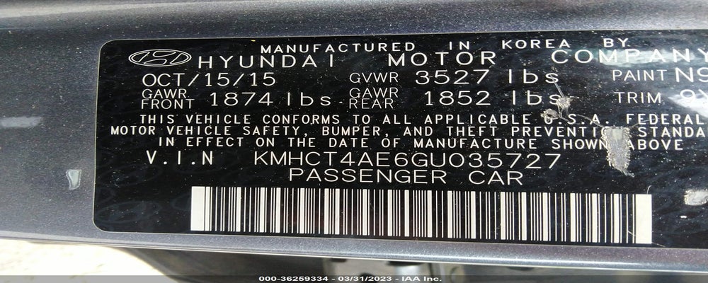 KMHCT4AE6GU035727 2016 HYUNDAI ACCENT photo no. 9