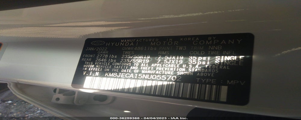 KM8JECA15NU055702 2022 HYUNDAI TUCSON HYBRID photo no. 9