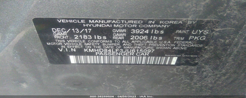 KMHD84LF3JU615097 2018 HYUNDAI ELANTRA photo no. 9