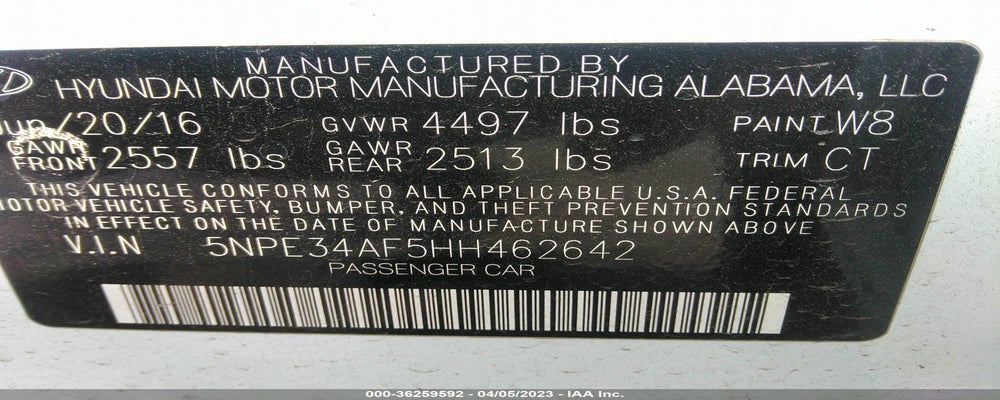 5NPE34AF5HH462642 2017 HYUNDAI SONATA photo no. 9