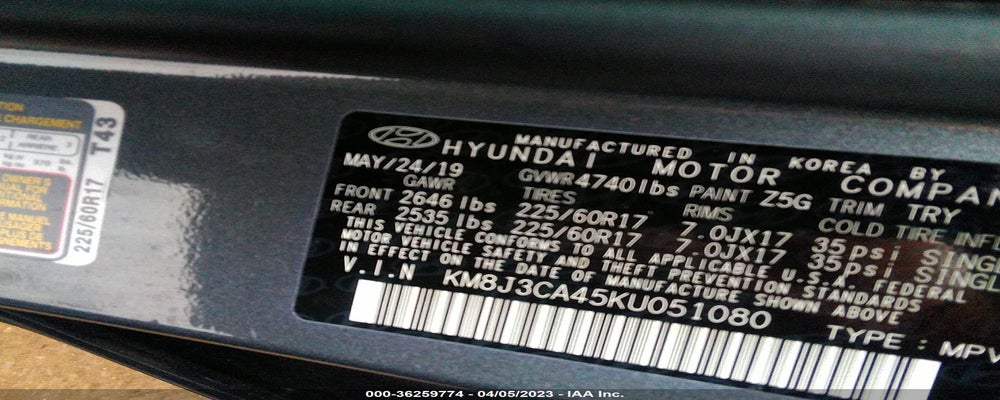 KM8J3CA45KU051080 2019 HYUNDAI TUCSON photo no. 9