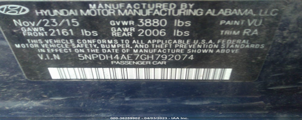 5NPDH4AE7GH792074 2016 HYUNDAI ELANTRA photo no. 9