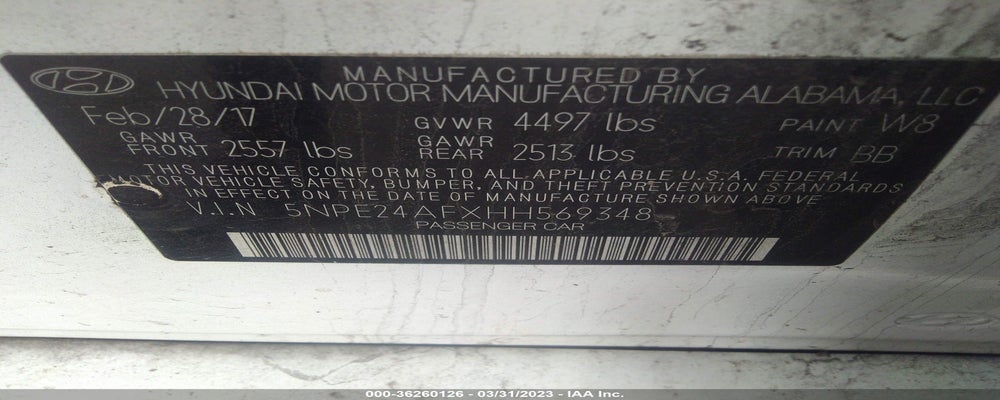 5NPE24AFXHH569348 2017 HYUNDAI SONATA photo no. 9