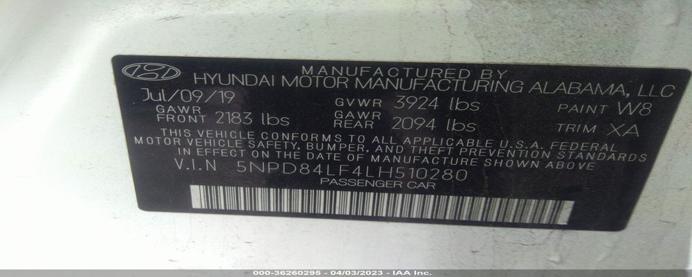 5NPD84LF4LH510280 2020 HYUNDAI ELANTRA photo no. 9