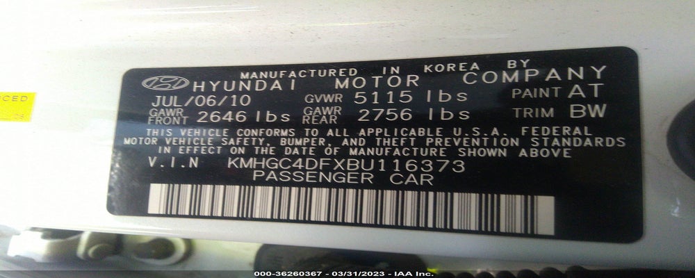 KMHGC4DFXBU116373 2011 HYUNDAI GENESIS photo no. 9