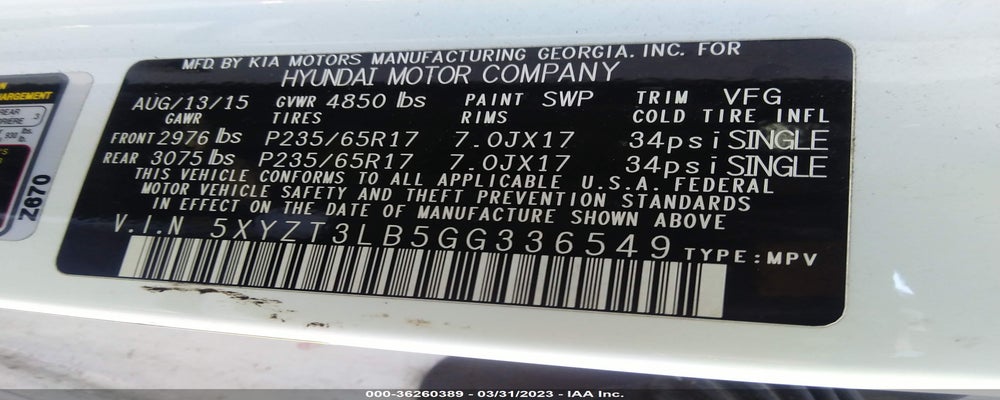5XYZT3LB5GG336549 2016 HYUNDAI SANTA FE SPORT photo no. 9