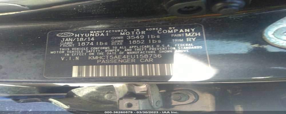 KMHCT5AE4EU158736 2014 HYUNDAI ACCENT photo no. 9