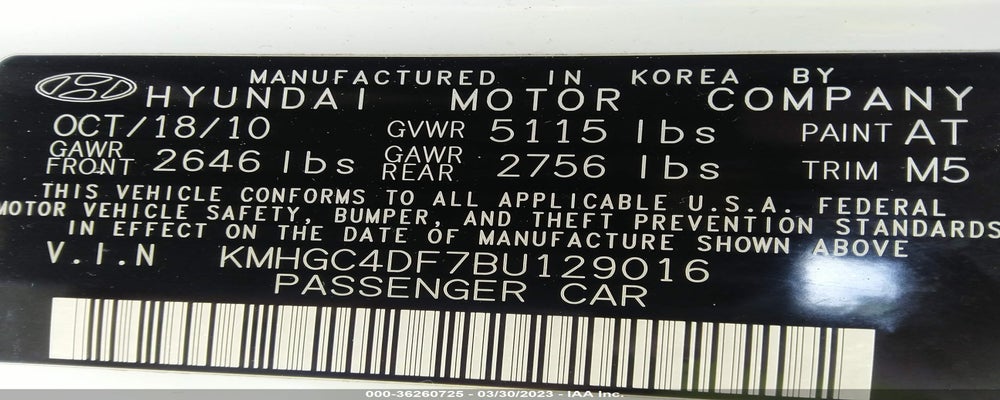 KMHGC4DF7BU129016 2011 HYUNDAI GENESIS photo no. 9