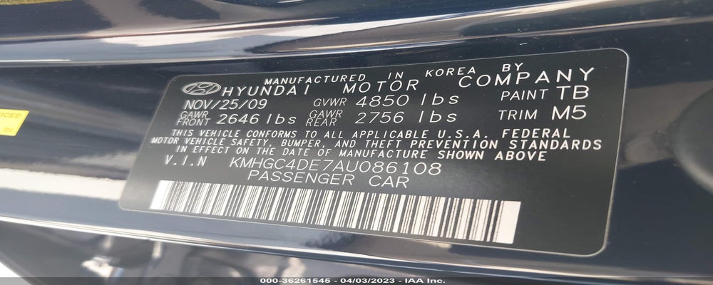 KMHGC4DE7AU086108 2010 HYUNDAI GENESIS photo no. 9