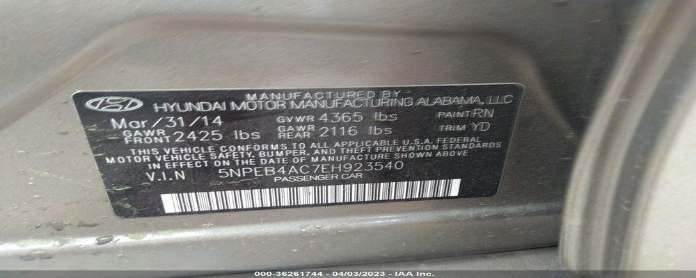 5NPEB4AC7EH923540 2014 HYUNDAI SONATA photo no. 9