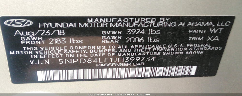 5NPD84LF1JH399734 2018 HYUNDAI ELANTRA photo no. 9