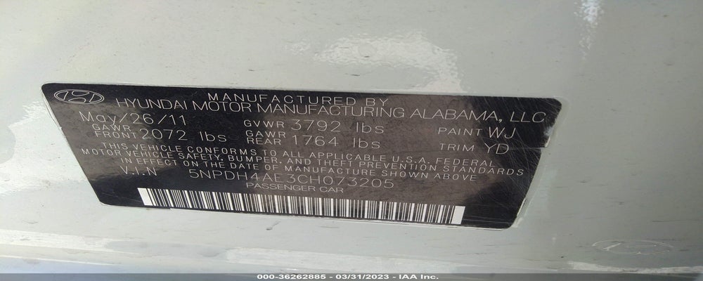 5NPDH4AE3CH073205 2012 HYUNDAI ELANTRA photo no. 9