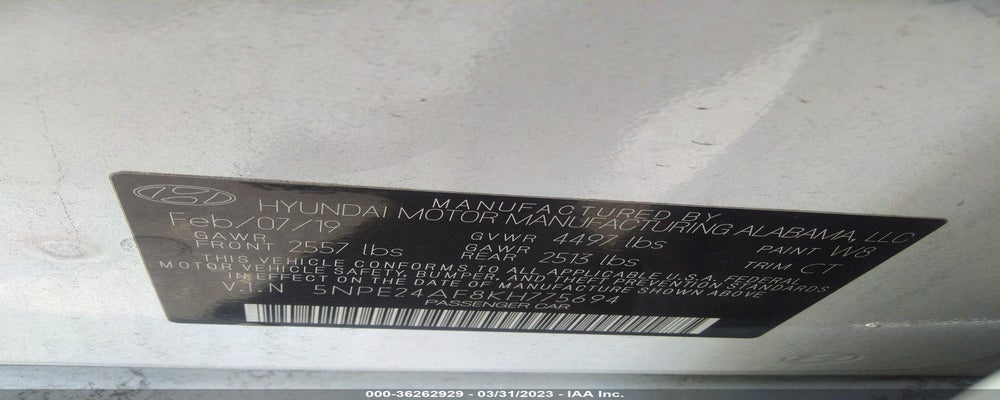 5NPE24AF8KH775694 2019 HYUNDAI SONATA photo no. 9