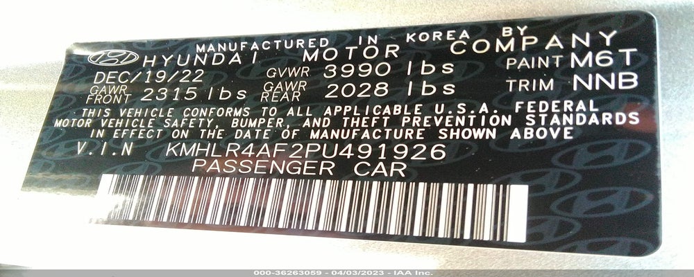KMHLR4AF2PU491926 2023 HYUNDAI ELANTRA photo no. 9